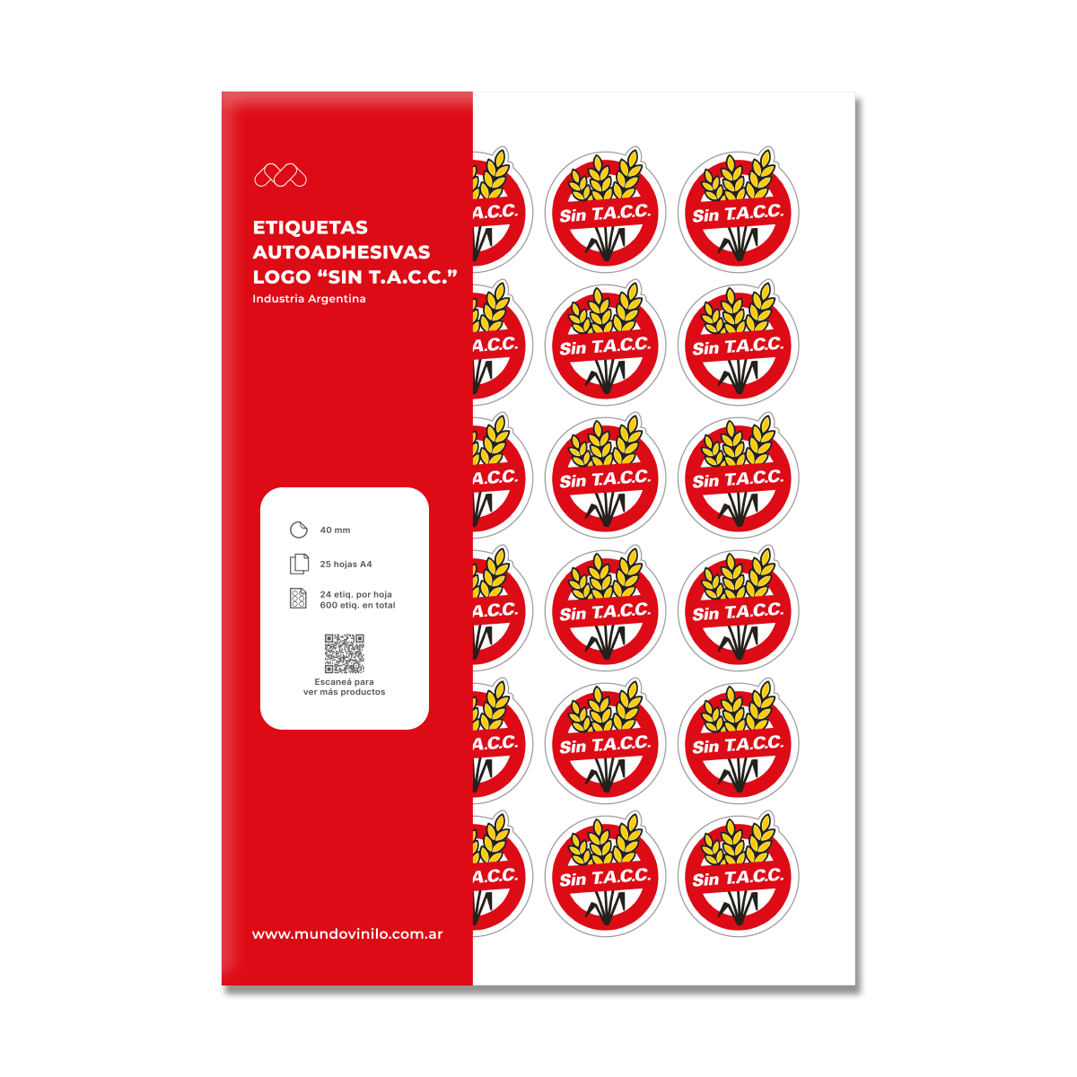 600 etiquetas sin tacc diam. 4 en 25 pliegos A4